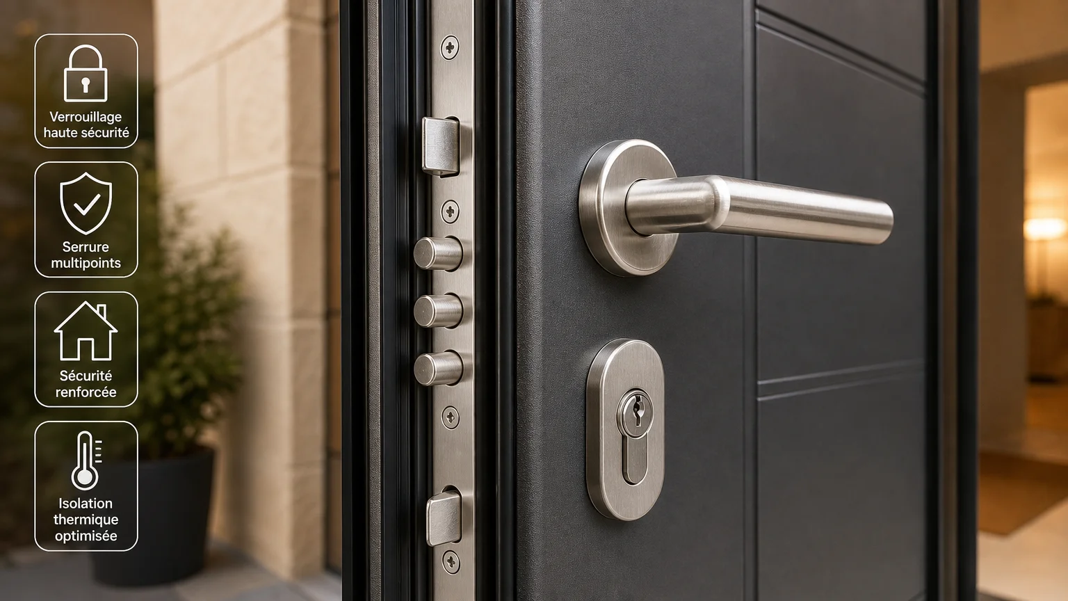 Serrure multipoints et poignée de porte extérieure haute sécurité