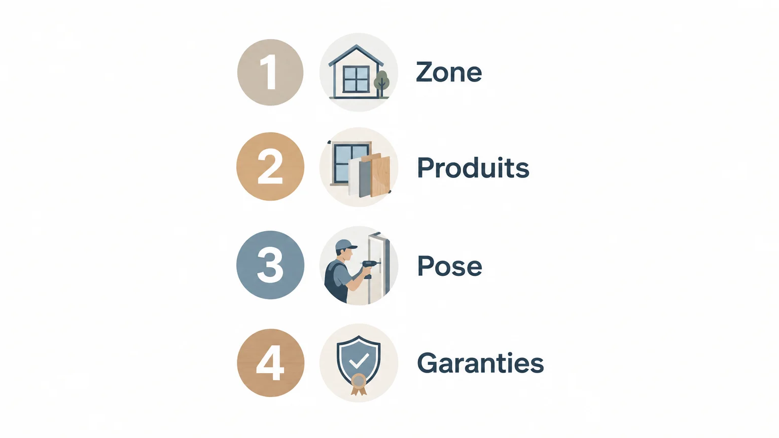 Checklist pour comparer la zone, les produits, la pose et les garanties