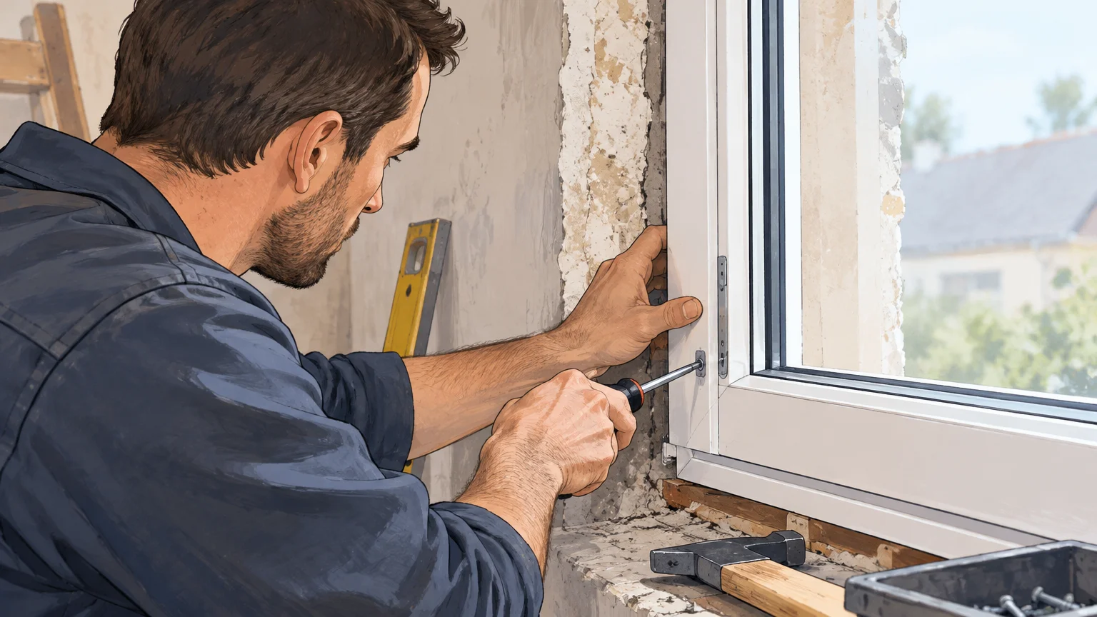 Pose d’une fenêtre ajustée dans une ouverture en rénovation